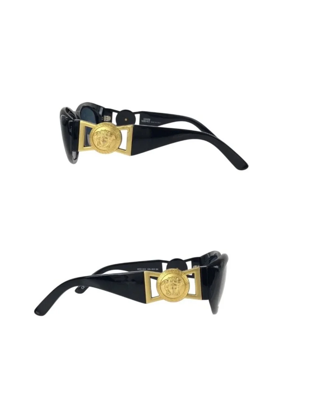 Versace Vintage Medusa Black Gold Acetate Metal Mod 424 Sunglasses Eyewear